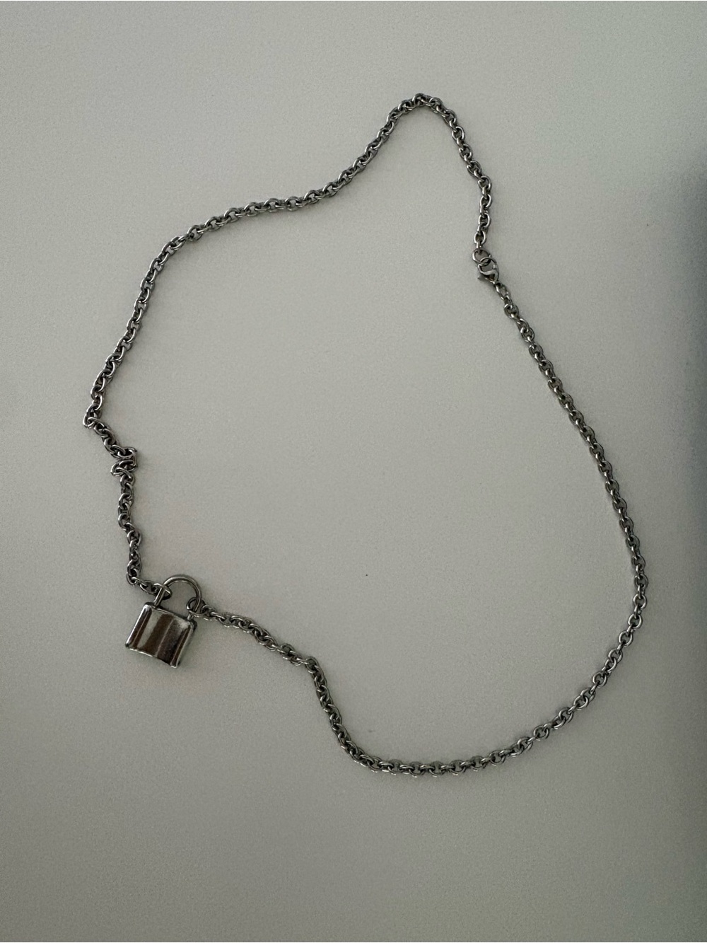 Sterling Silver Padlock Pendant Necklace - Silver